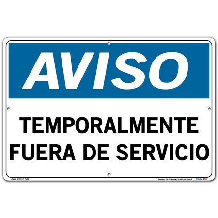 Vestil Polystyrene Sign, 12-1/2" Height, 18-1/2" Width, Polystyrene, Rectangle, Spanish SI-N-61-D-PS-040-S